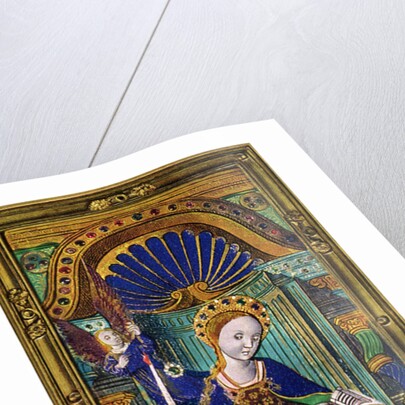 Shutter of a triptych, champlevé enamel on copper by Anonymous