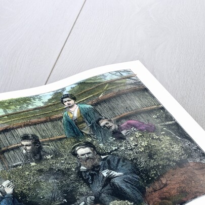 Sailors of HMS Challenger having tea at a tea house near Yokohama, Japan by Anonymous