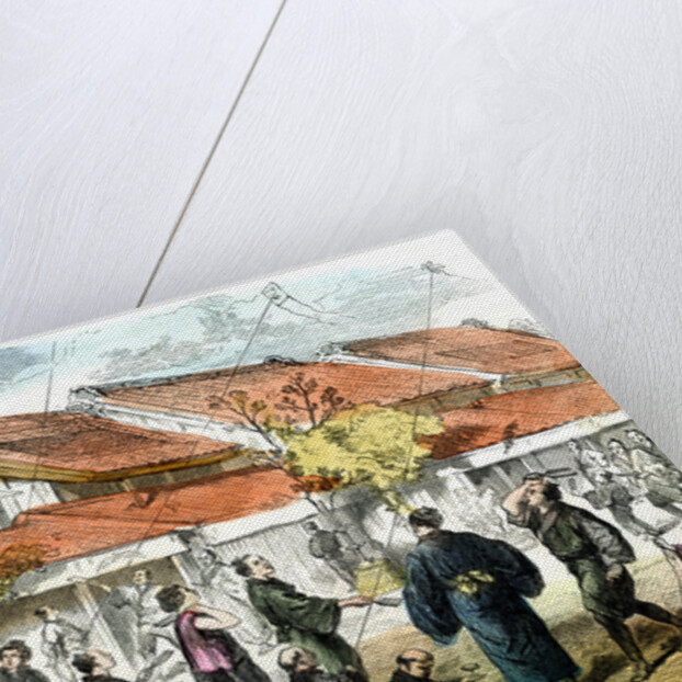 Japanese game of battledore and shuttlecock in the streets of Yokohama by Anonymous