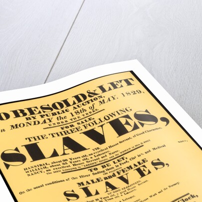 A bill advertising a West Indian slave auction in 1829 by Anonymous