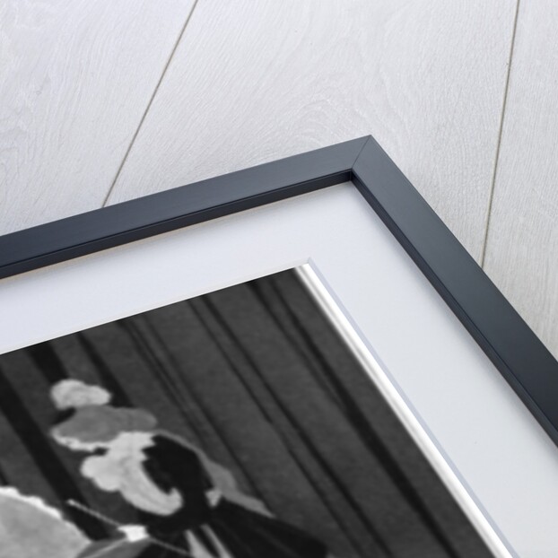 A woman sitting on a rearing horse by Aubrey Beardsley