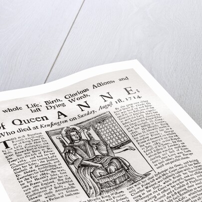 Broadside published on the death of Queen Anne by Anonymous