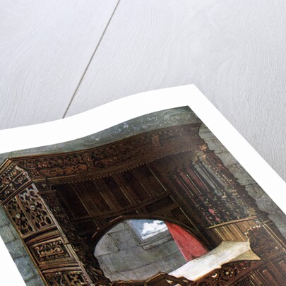 Carved oak bedstead of Jeanne d'Albret by Edwin Foley