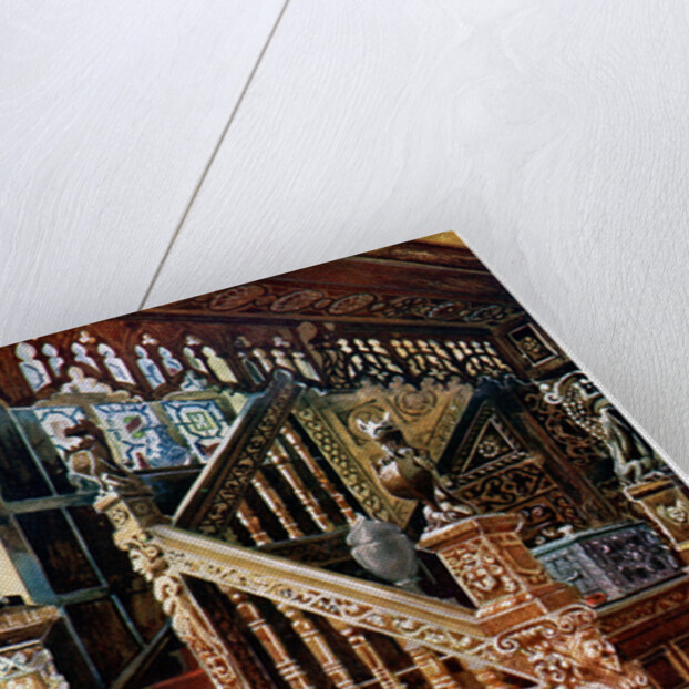 Carved oaken stairway, Godinton by Edwin Foley