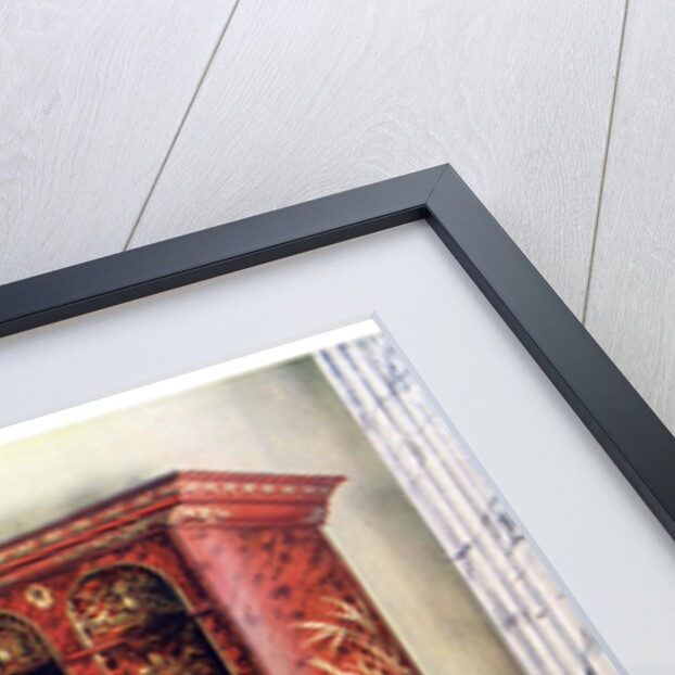 Red and gilt lacquer double chest of drawers by Edwin Foley