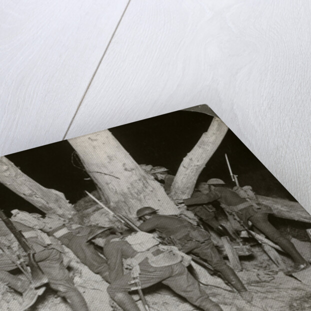 Soldiers leaving a trench for a night raid at Messines, Belgium, World War I by Realistic Travels Publishers