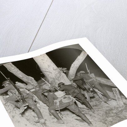 Soldiers leaving a trench for a night raid at Messines, Belgium, World War I by Realistic Travels Publishers