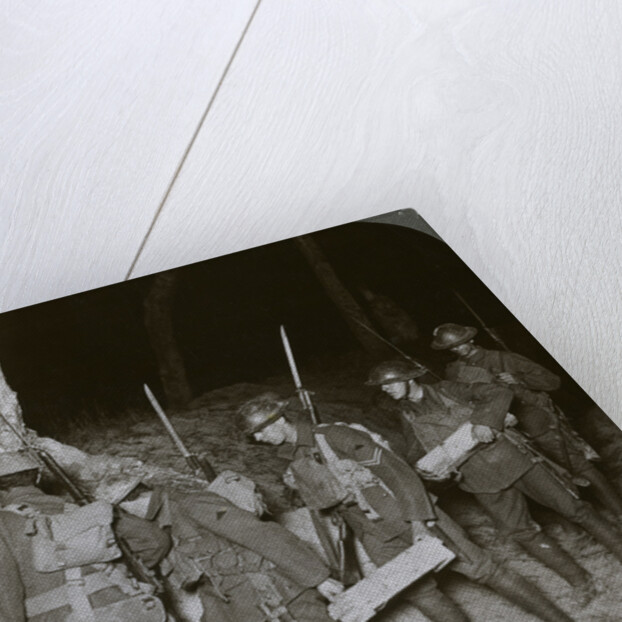 Troops on a night raid leave by a sap for the enemy lines by Realistic Travels Publishers