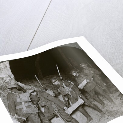 Troops on a night raid leave by a sap for the enemy lines by Realistic Travels Publishers