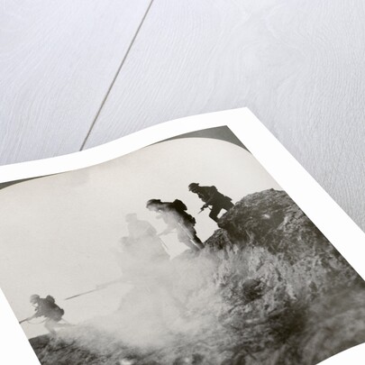 British soldiers advancing under cover of gas and smoke, France, World War I by Realistic Travels Publishers