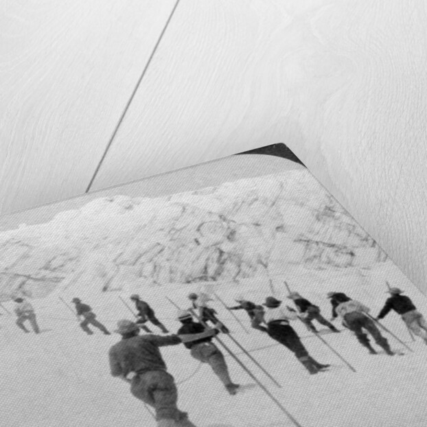 Ascending a steep snowfield, Stevens Glacier, Mount Rainier, Washington, USA by Underwood & Underwood