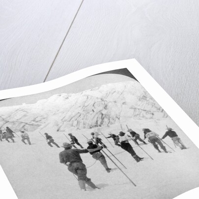 Ascending a steep snowfield, Stevens Glacier, Mount Rainier, Washington, USA by Underwood & Underwood