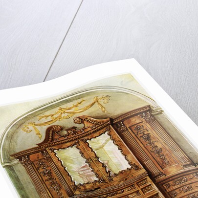 Carved enclosed mahogany bookcase, style of Chippendale, French influence by Edwin Foley
