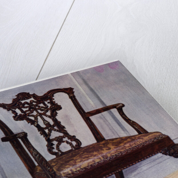 Mahogany armchair, style of Chippendale by Edwin Foley