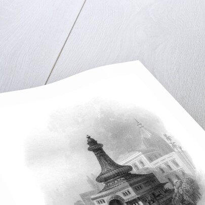 Ancient Temple at Kunkhul, With a Madrissa or Ancient College in the Background by Finden