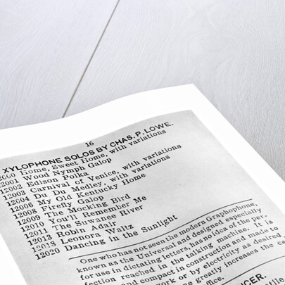 Page from the First Columbian Gramophone Catalogue by Anonymous