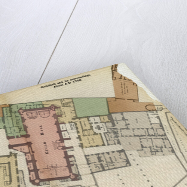 Plan of Guildhall and its surroundings, City of London by Anonymous