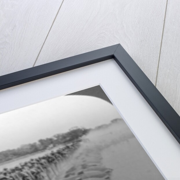 Machine gun section and infantry crossing a pontoon bridge, World War I by Realistic Travels Publishers