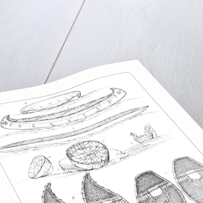 Sioux canoes and Chippewa snowshoes by Myers and Co