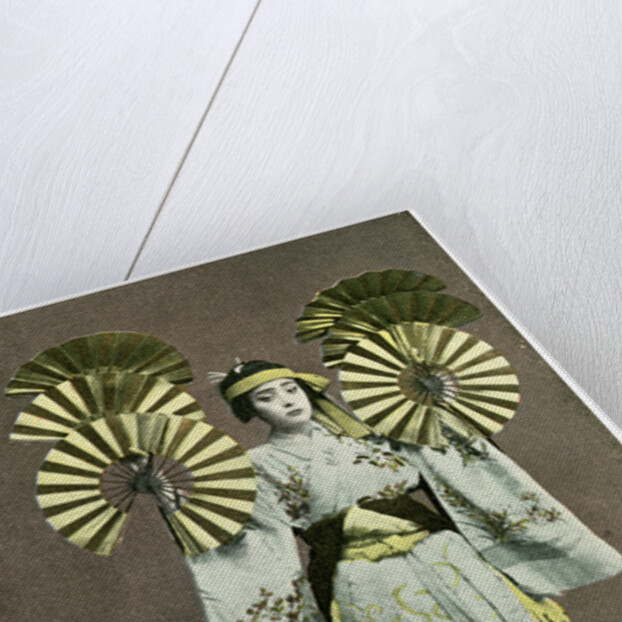 Girl performing a fan dance, Japan by Anonymous