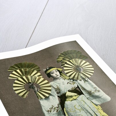 Girl performing a fan dance, Japan by Anonymous