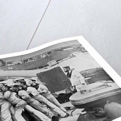 Raising the anchor on the forecastle of the battleship HMS Majestic by Gregory & Co