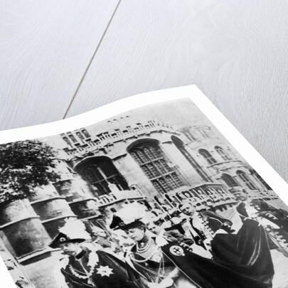 King George V and Queen Mary in the robes of the Knights of the Garter, Windsor by Central Press