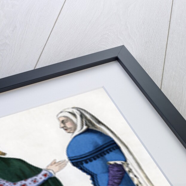 Valet and lords in 14th century costume by Anonymous