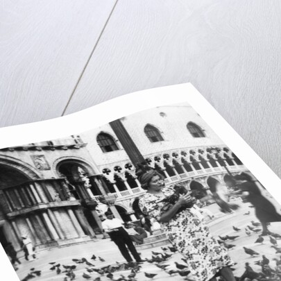 Woman surrounded by pigeons, St Mark's Square, Venice, Italy by Anonymous