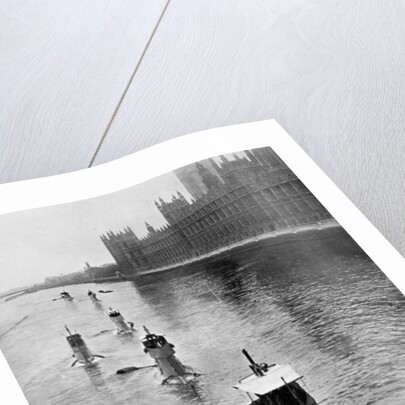 French submarine 'Saphir' (Q44) and five others moving from Gravesend to London, July 1909 by Anonymous