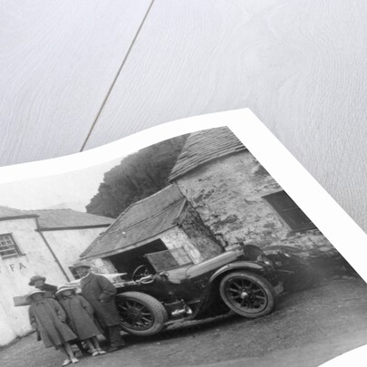 A family standing beside their car, Gorphwysfa Hotel, North Wales by Anonymous
