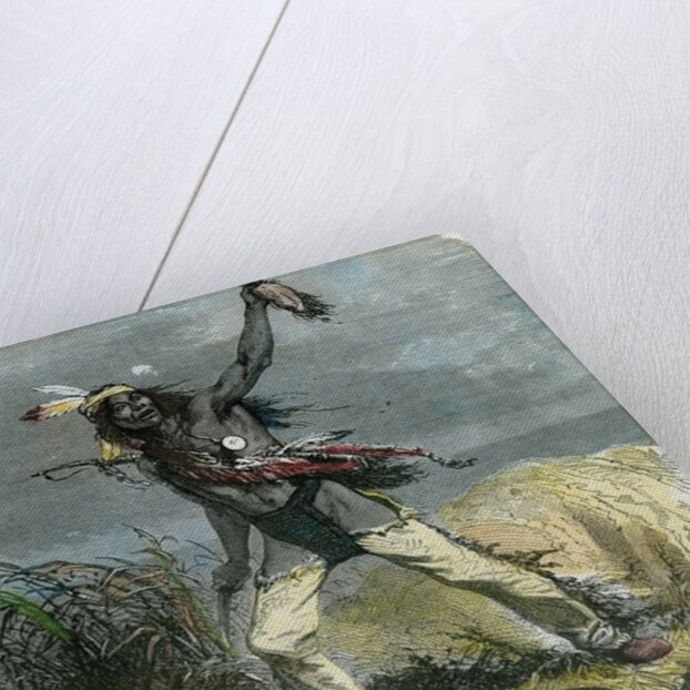 Indian scalping his dead enemy by Anonymous