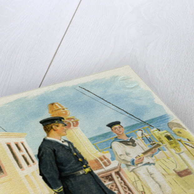 Royal Navy Lieutenant and signal boy by Anonymous