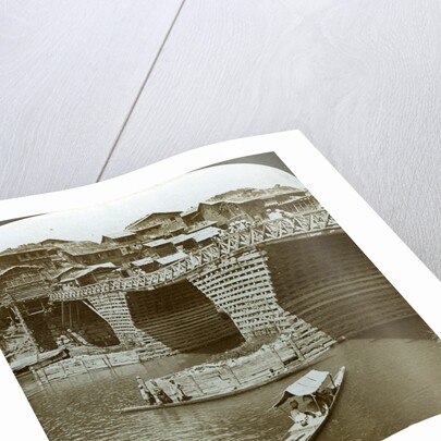 Quaint bridge and houses, City of Sun, Kashmir, India by Underwood & Underwood