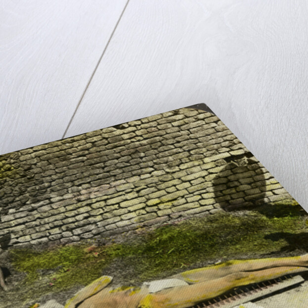 Hindu devotee on a bed of nails near the shrine of Kali, Calcutta, India by Underwood & Underwood