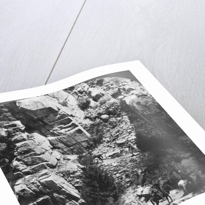 Climbing the steep zig-zag trail at the eastern end of Yosemite Valley, California, USA by Underwood & Underwood