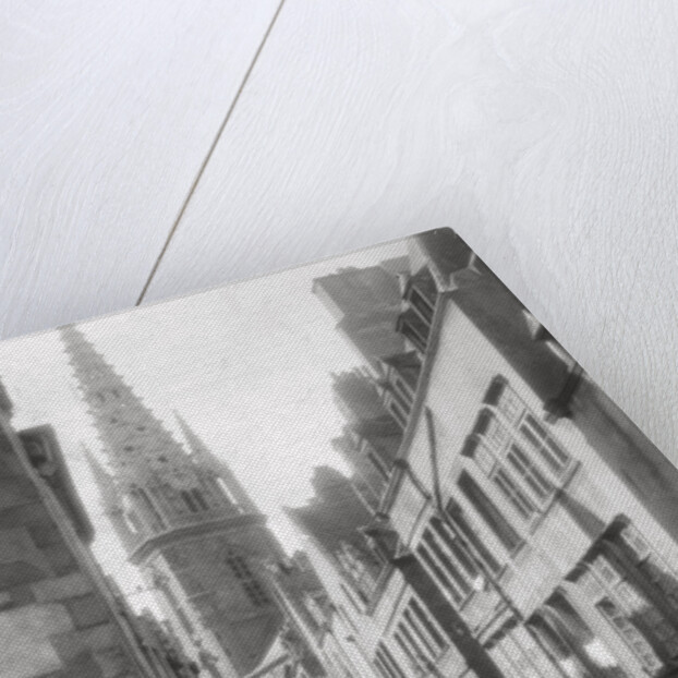 Street scene, showing the cathedral spire, St Malo, Brittany, France by Anonymous