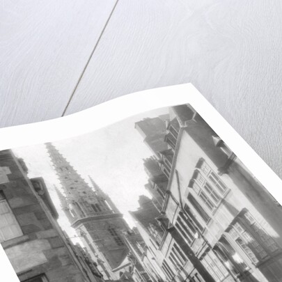 Street scene, showing the cathedral spire, St Malo, Brittany, France by Anonymous