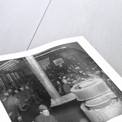 Social room of a YMCA army camp hut by Keystone View Company
