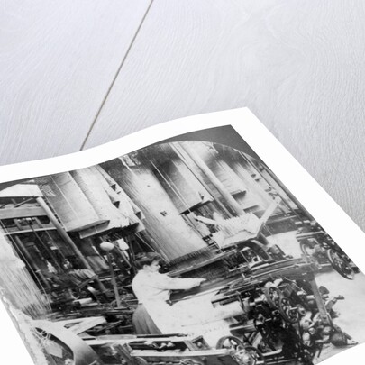 Weaving linen fabric, Montreal, Canada by Keystone View Company