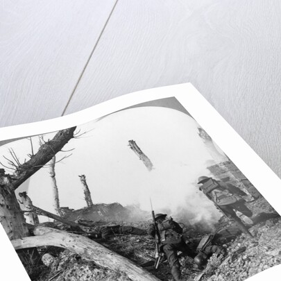 British troops attacking Germans isolated in a captured village, World War I by Realistic Travels Publishers