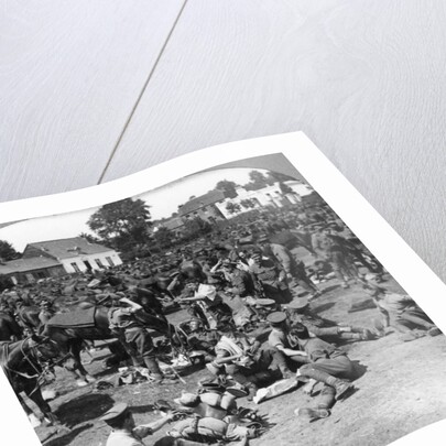 British cavalry troops resting in a French village, World War I by Realistic Travels Publishers