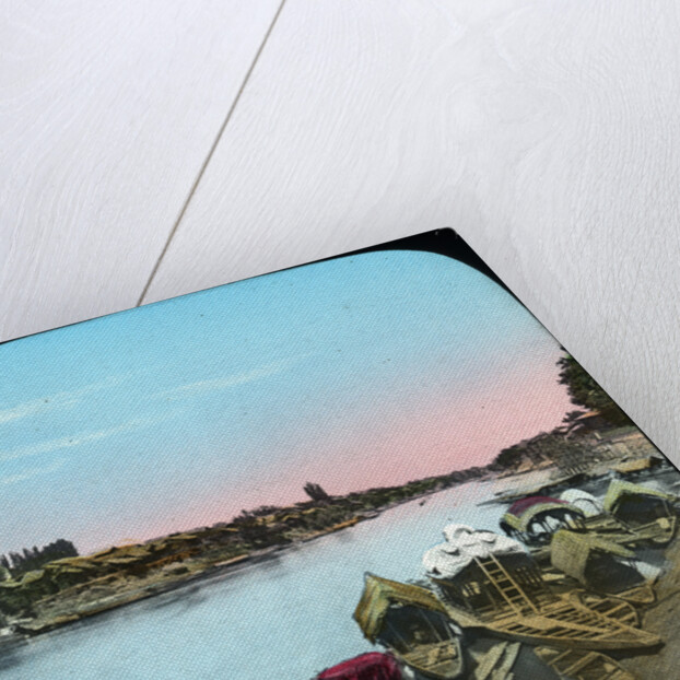 State barge opposite a Maharajah's palace, India by Anonymous