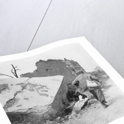 Blockhouse destroyed by a mine, Lomme, near Armentières, France, World War I by Nightingale & Co