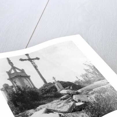 Damaged graves, old communal cemetery, Ypres, Belgium, World War I by Nightingale & Co
