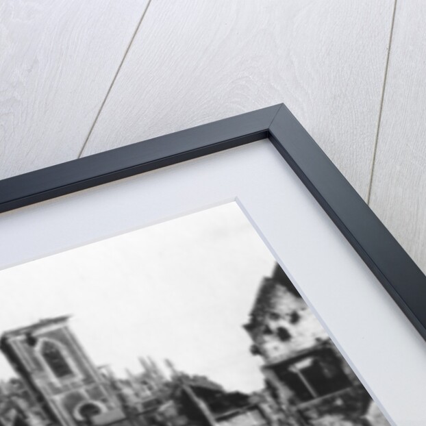 Damaged exterior of the Church of St Vaast, Armentières, France, World War I by Nightingale & Co