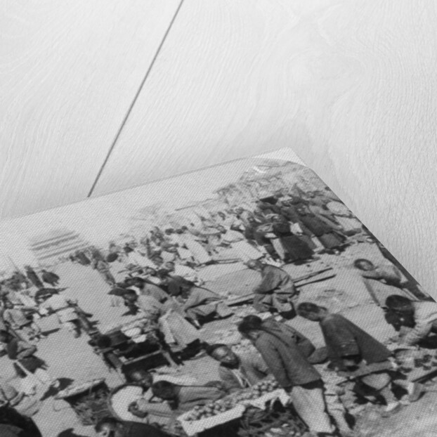 A market in the Tartar (northern) city, looking toward Drum Tower by Underwood & Underwood