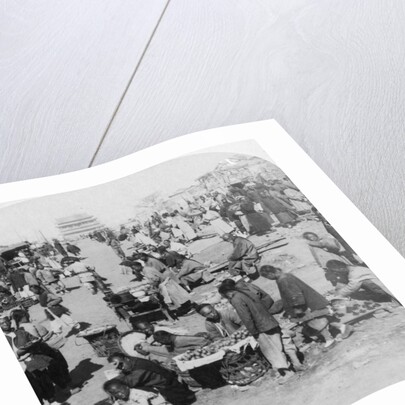 A market in the Tartar (northern) city, looking toward Drum Tower by Underwood & Underwood