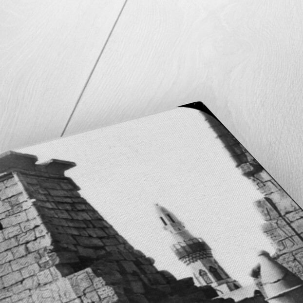 Minaret and ruins of Luxor Temple, Luxor, Egypt, c1890. Lantern slide by Newton & Co