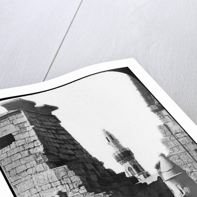 Minaret and ruins of Luxor Temple, Luxor, Egypt, c1890. Lantern slide by Newton & Co